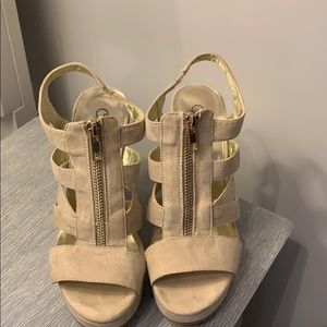 Suede feel front zip wedges worn twice